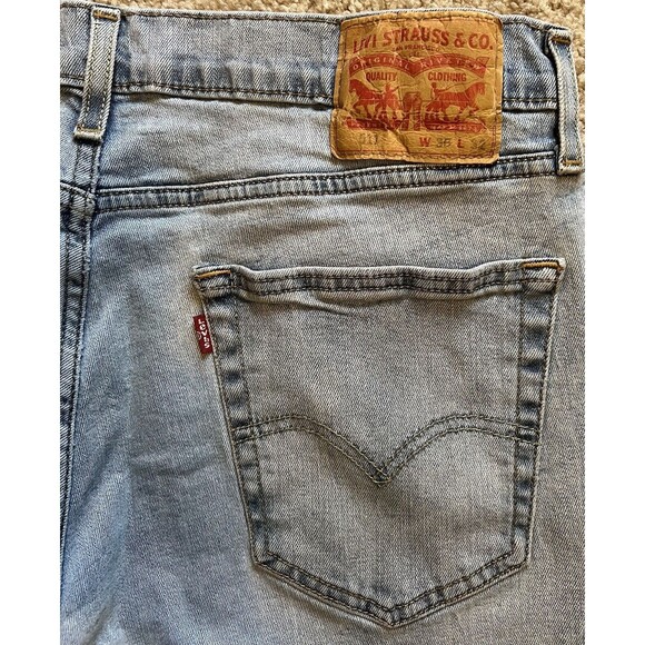 Levis 511 Jeans Mens 36x32 Light Blue Denim Slim Straight - Picture 2 of 4
